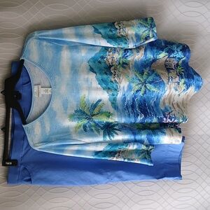 Alfred Dunner 2 pc Island Print Top & Capri Pants Set ~ Top XL Pants Size 18